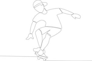 A man exercising skateboarding in the urban area vector