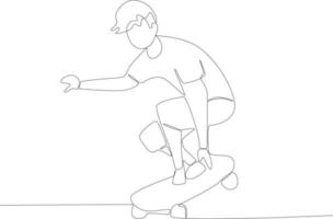 A beginner learns to skateboard in the park vector