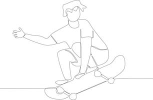 A man sitting on a skateboard vector