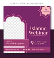 purple ramadan islamic social media post template design, webinar promotion banner vector