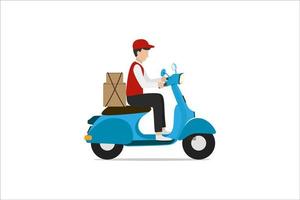 flat design fast and safe delivery service with scooter isolated on white background vector