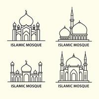 simple mosque design concept line art style, muslim place of worship mosque collection vector