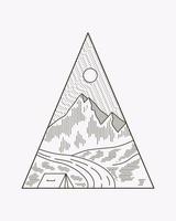 Camping on the nature graphic illustration vector mono line art t-shirt badge patch design