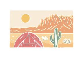 Abstract hand drawing vector of camping on Lost Dutchman State Park in the Superstition Mountains in Arizona