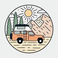 The nature wild and camping fun on the mountains vintage vector for t shirt, badge, sticker and other