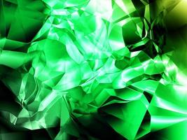 Glossy teal abstract crystal background. Light green glow crumple paper texture photo