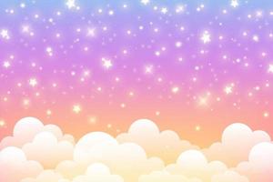 nublado cielo antecedentes. unicornio fantasía pastel galaxia. arco iris linda fondo de pantalla. mullido magia rosado paisaje. vector ilustración