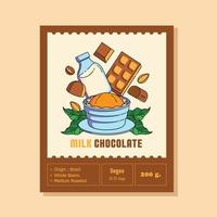 milk chocolate coffee blend label design vector