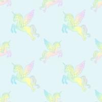 Winged unicorns fly across the sky. vector