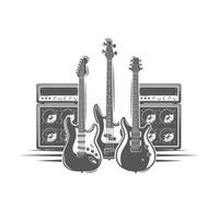 Three guitars and concert speakers vector