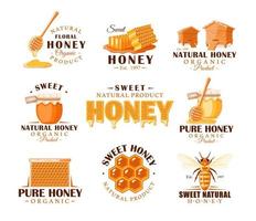 Set of vintage honey labels vector