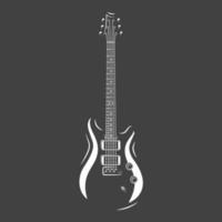 silueta de guitarra aislada en un fondo negro vector