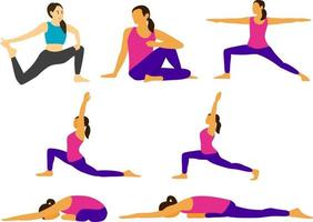 mujer ejecutando yoga poses vector