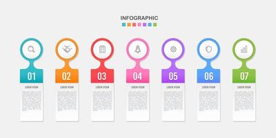 7 labels infographic business or marketing planning. Vector illustration.