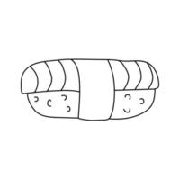 Hand drawn vector illustration of sushi, rolls.