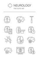 conjunto de lineal íconos neurología, medicamento. vector