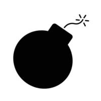 Bomb Icon, Explosive Bomb With Burning Fuse Silhouette vector