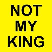 Not my king. abolish the monarchy. political message on yellow background vector