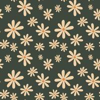 white flower pattern. floral seamless pattern on green background. flower doodle vector