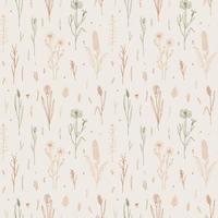 Meadow flowers seamless pattern. Hand drawn field wildflowers background. Vector illustration in sketch style. Aesthetic botany design