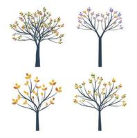 Set colour Trees. Vector Illustration.