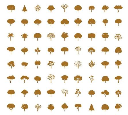 Set golden Tree Icon. Vector Illustration.