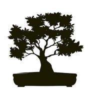 Shape of Tree with Leaves. Vector outline Illustration of Bonsai.