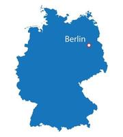 Blue map of Germany with the indication of Berlin. Illustration isolated. vector