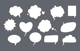 Set of comic speech balloons on grey background. Vector Illustration.