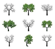 Spring Trees with fresh Leaves. Vector outline Illustration. Plant in Garden.Garden.