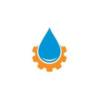 agua soltar con engranaje logo modelo vector ilustración