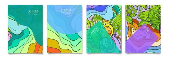colorful floral background pack for cover,poster,brochure, flat design vector illustration