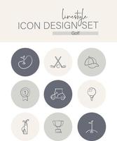 Linestyle Icon Design Set Golf vector