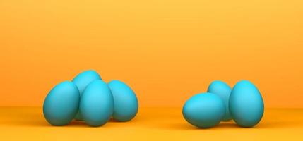 Easter poster and banner, Happy Easter background with eggs. 3D work and 3D image. copy space photo