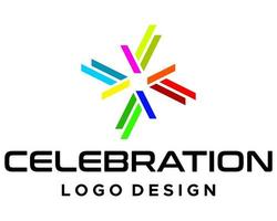 Graphic victory celebration colorful logo design. vector