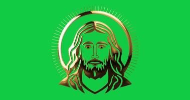 Jesús Cristo dorado en verde pantalla video