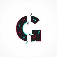 Abstract Glitch Effect Corporate Identity Letter G Logo Design vector