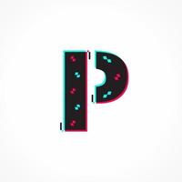 Abstract Glitch Effect Corporate Identity Letter P Logo Design vector