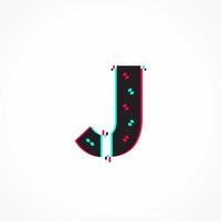 Abstract Glitch Effect Corporate Identity Letter J Logo Design vector