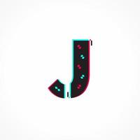 Abstract Glitch Effect Corporate Identity Letter J Logo Design vector