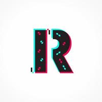 Abstract Glitch Effect Corporate Identity Letter R Logo Design vector