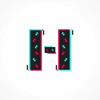 Abstract Glitch Effect Corporate Identity Letter H Logo Design vector