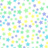 Seamless repeating pattern of blue, pink, yellow, green stars for fabric, textile, papers and other various surfaces vector