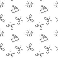 Seamless pattern of ship, sunrise, paddles. Suitable for shops, web sites and applications, media, backgrounds vector