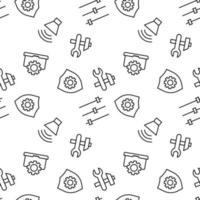 Monochrome vector seamless pattern of spanner, hammer, loud speaker, indicator for web sites and polygraphy