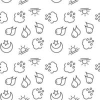 Seamless monochrome repeating pattern of rain, sun, moon vector