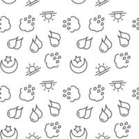 Seamless monochrome repeating pattern of rain, sun, moon vector