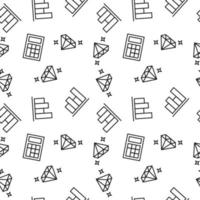 Seamless vector monochrome pattern of gem, calculator, pie chart for covers, shops, wrappers, sites, apps