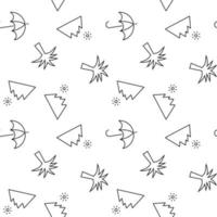 Seamless monochrome repeating pattern of palm, umbrella, sun over mountains vector