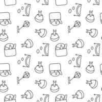 Seamless monochrome repeating pattern of paragliding, bridge, picnic, sailing vector